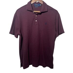 Polo Ralph Lauren Custom Slim‎ Fit Polo Shirt L Burgundy Maroon 100% Cotton